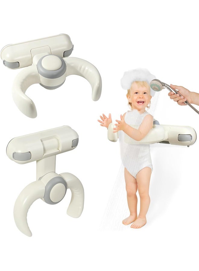 بيوينتي حامل حفلات مولودية قابل للطي عالي الجودة، [بدون حفر] مقعد دعم حمامات الرضع قابل للتعديل في الارتفاع لطفل، حاضنة حوض واقف آمنة واقتصادية في المساحة (رمادي) - Image 1